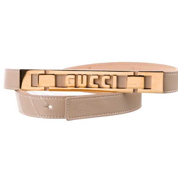 Gucci Accessories - Gucci Bold Letter Leather Belt